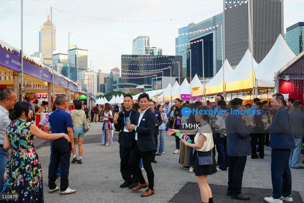A general view of the Hong Kong Wine & Dine Festival 2026 at the Central Harbourfront Event Space in Hong Kong on October 29, 2026. The four-day festival, organised by the Hong Kong Tourism Board, features more than 340 booths showcasing wines and gourmet food from over 30 countries and regions. (Photo by Zulu Lo/TMHK via Nexpher Images)