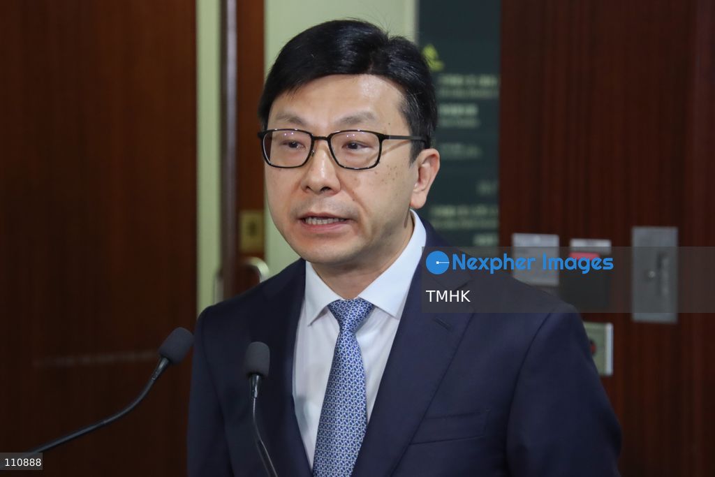 Hong Kong Secretary for Labour and Welfare Chris Sun Yuk-han speaks to reporters after attending a Legislative Council meeting at the Legislative Council Complex in Hong Kong on October 30, 2026. Sun apologises over the deadly Wang Fuk Court fire and says he will remain in office as instructed by Chief Executive John Lee Ka-chiu to implement reforms following the release of the independent inquiry report. (Photo by Gordon Choi/TMHK via Nexpher Images)