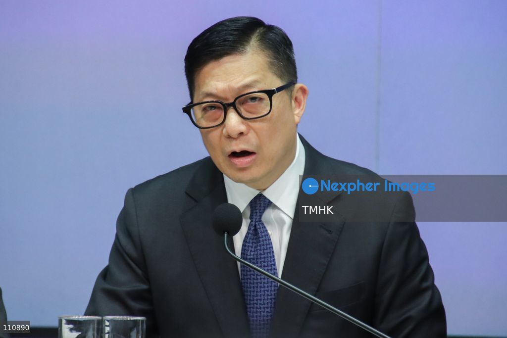 Hong Kong Secretary for Security Chris Tang Ping-keung speaks to reporters during a government press conference on measures to combat bid-rigging in building maintenance and renovation projects at the Central Government Offices in Hong Kong on October 30, 2026. Tang announces the establishment of a joint task force to strengthen intelligence sharing, investigations and enforcement following the deadly Wang Fuk Court fire. (Photo by Gordon Choi/TMHK via Nexpher Images)