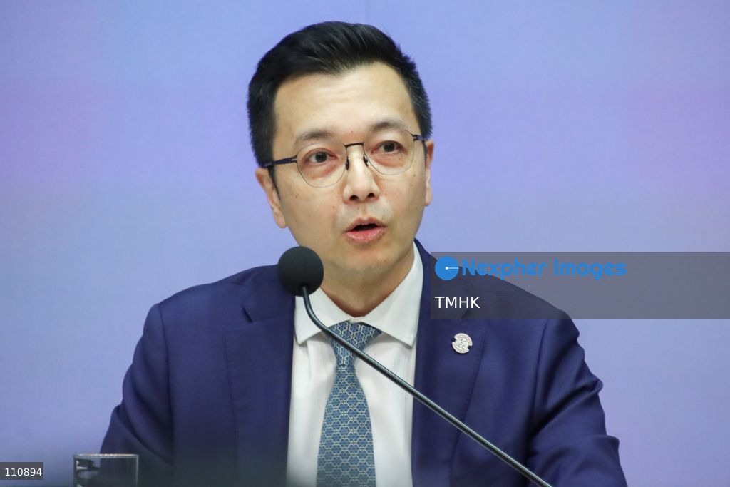 Competition Commission Chief Executive Officer Rasul Butt attends a government press conference on measures to combat bid-rigging in building maintenance and renovation projects at the Central Government Offices in Hong Kong on October 30, 2026. (Photo by Gordon Choi/TMHK via Nexpher Images)