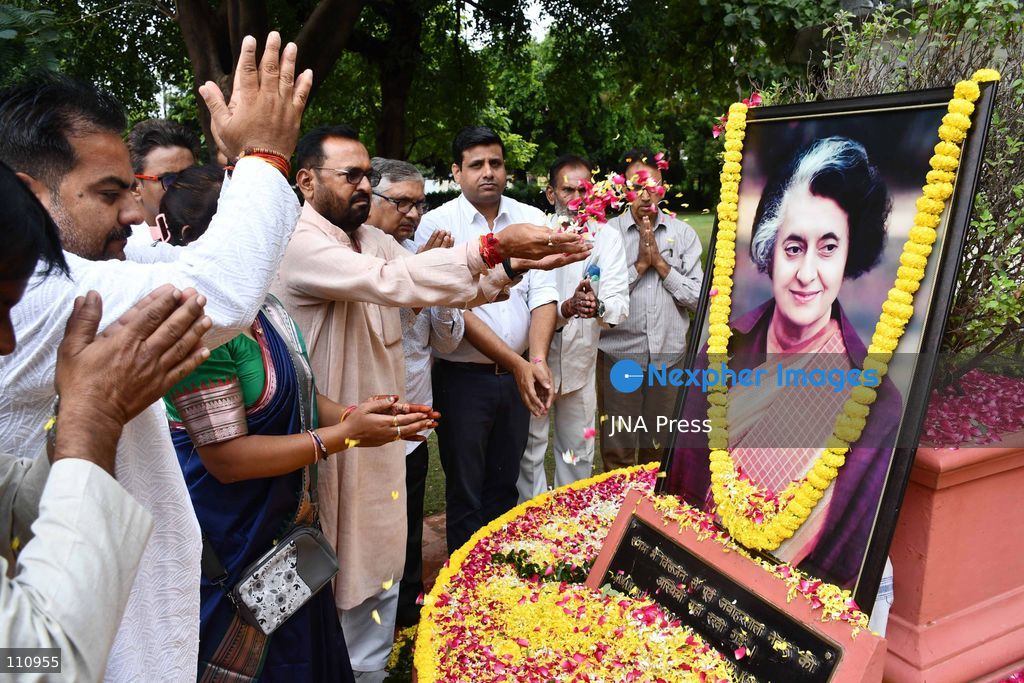 PRAYAGRAJ, INDIA - OCTOBER 31, 2026: Congress party workers pay tribute to former Prime Minister of India late Indira Gandhi on her death anniversary at Anand Bhawan in Prayagraj. (Photo by Saurabh Kumar/JNA Press via Nexpher Images)