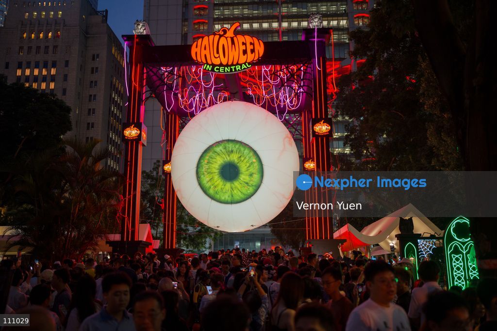 A large Eyeball display at a Halloween market in Central District on October 31, 2026 in Hong Kong. (Photo by Vernon Yuen/Nexpher Images)