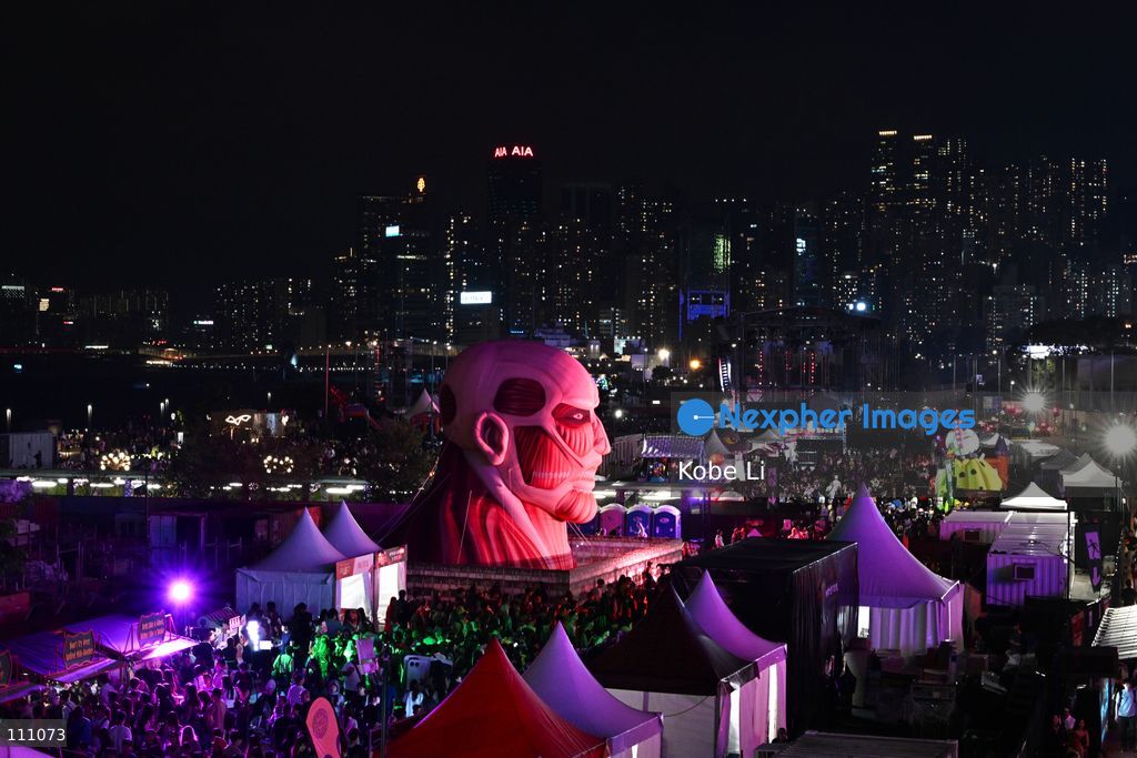 A general view showing Attack on Titan decoration during Halloween day at Wan Chai on October 31, 2026 in Hong Kong. (Photo by Kobe Li/Nexpher Images)