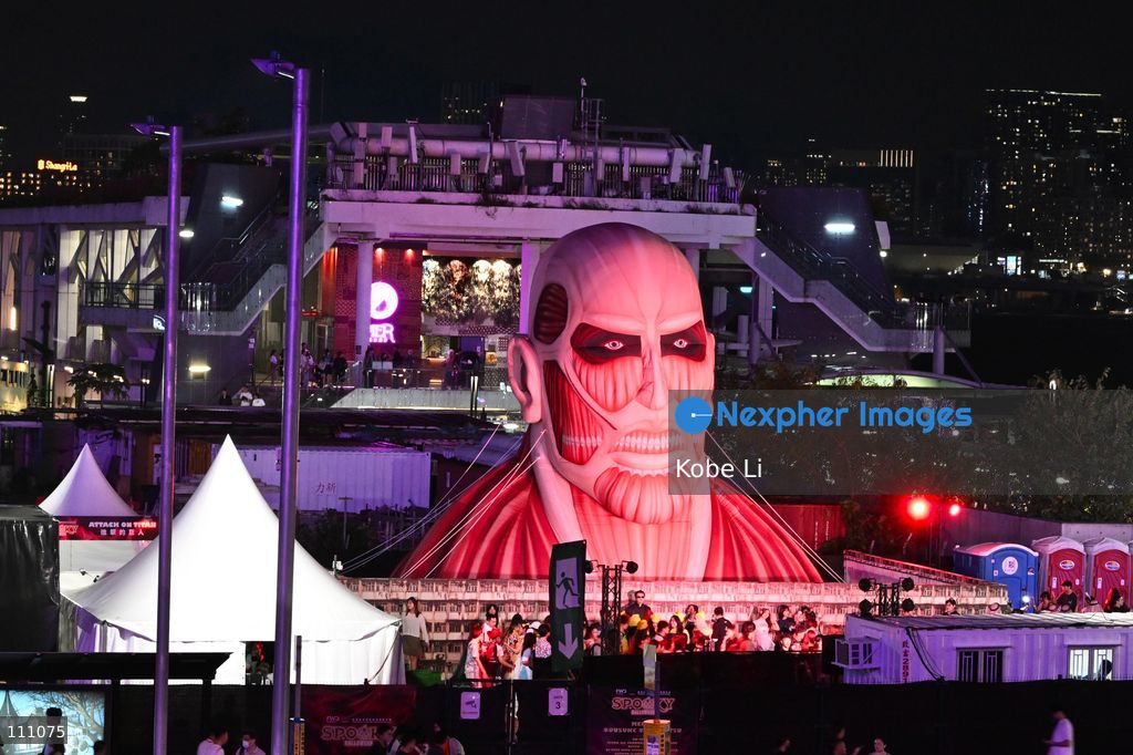 A general view showing Attack on Titan decoration during Halloween day at Wan Chai on October 31, 2026 in Hong Kong. (Photo by Kobe Li/Nexpher Images)