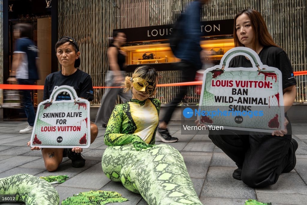 PETA protest outside Louis Vuitton in Hong Kong
