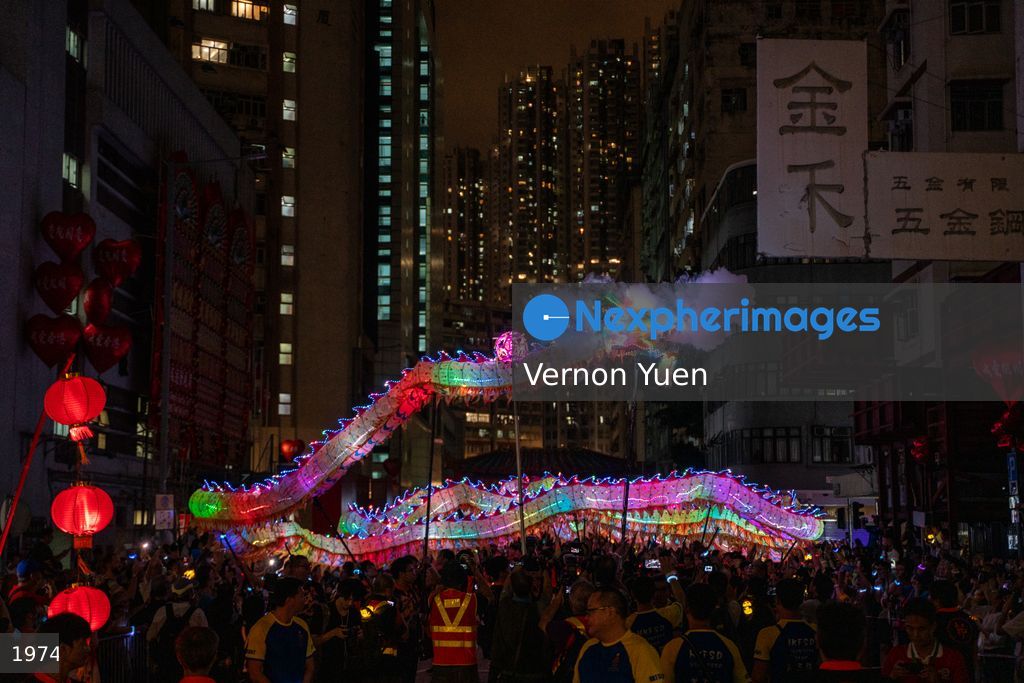 Hong Kong LED Dragon Dance at Tai Kok Tsui Temple Fair 