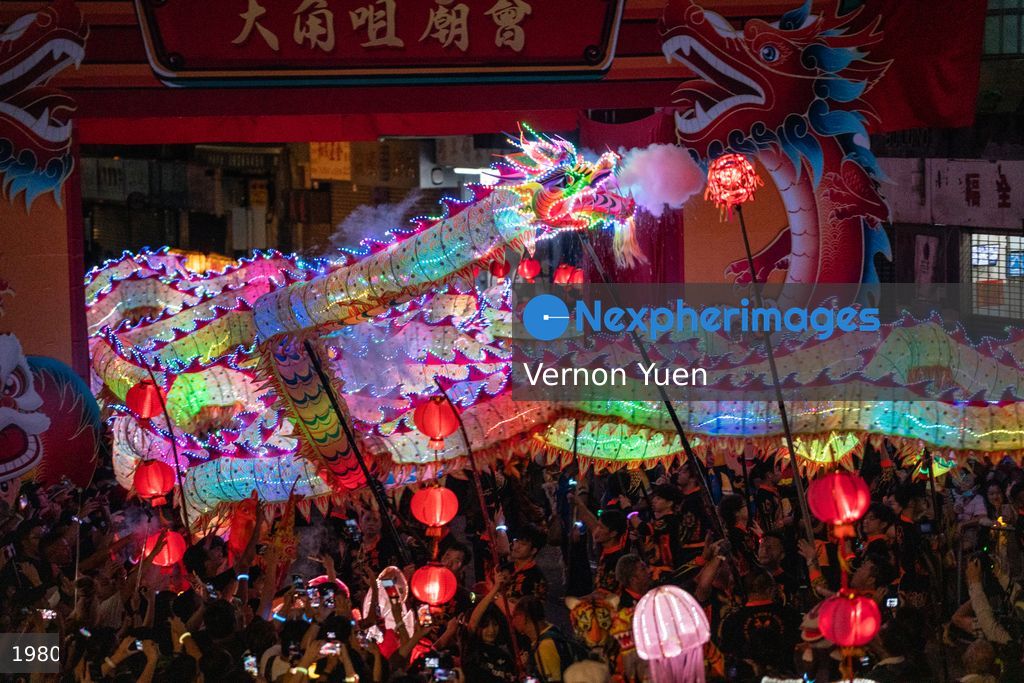 Hong Kong LED Dragon Dance at Tai Kok Tsui Temple Fair 