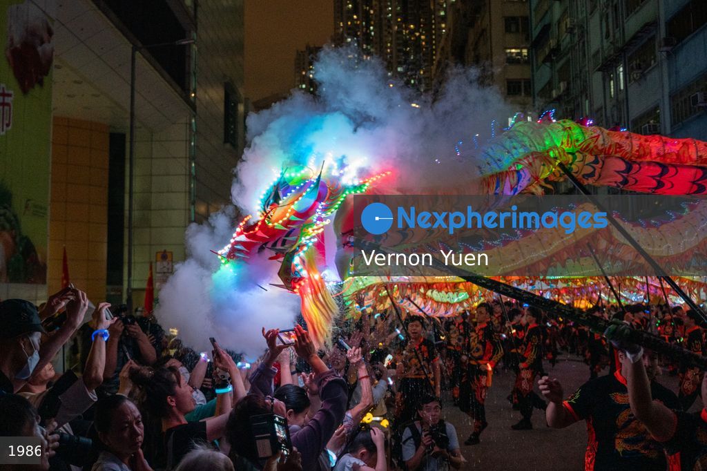 Hong Kong LED Dragon Dance at Tai Kok Tsui Temple Fair 