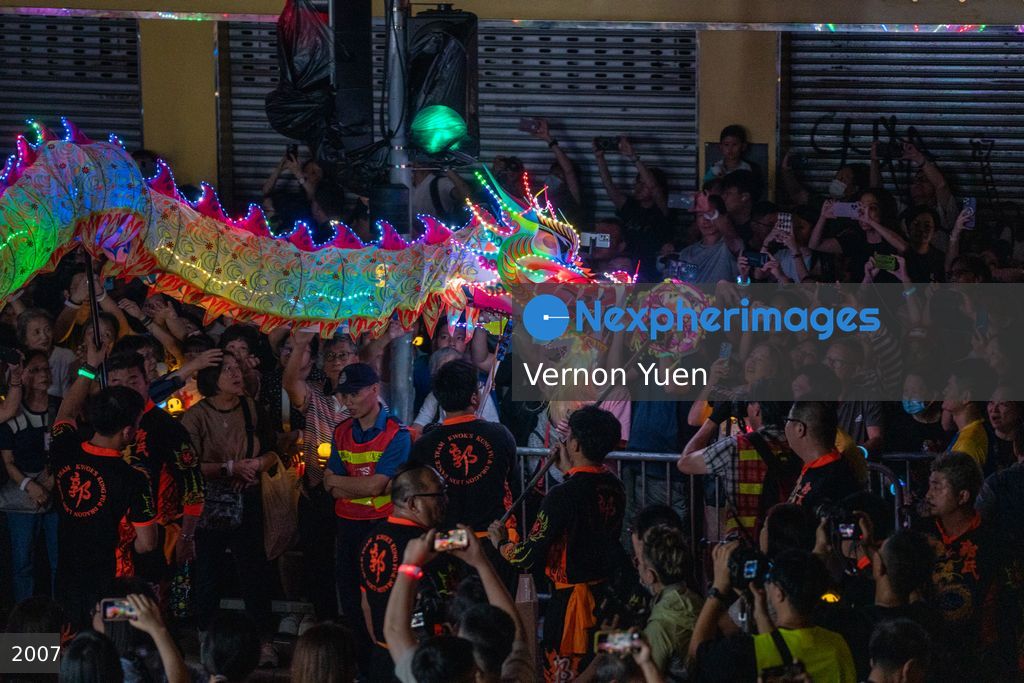 Hong Kong LED Dragon Dance at Tai Kok Tsui Temple Fair 