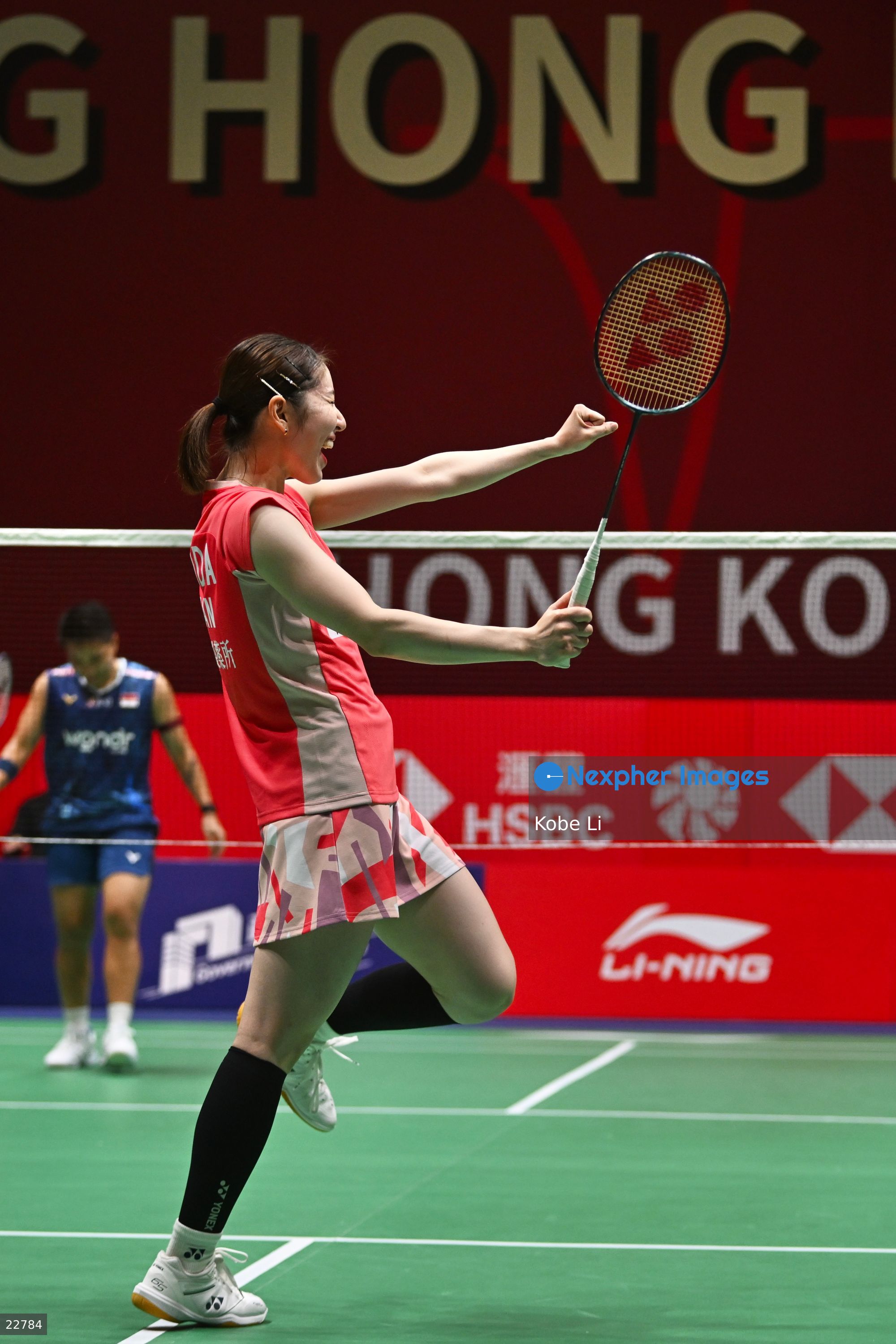 Chiharu Shida, the Japan badminton player during the match on