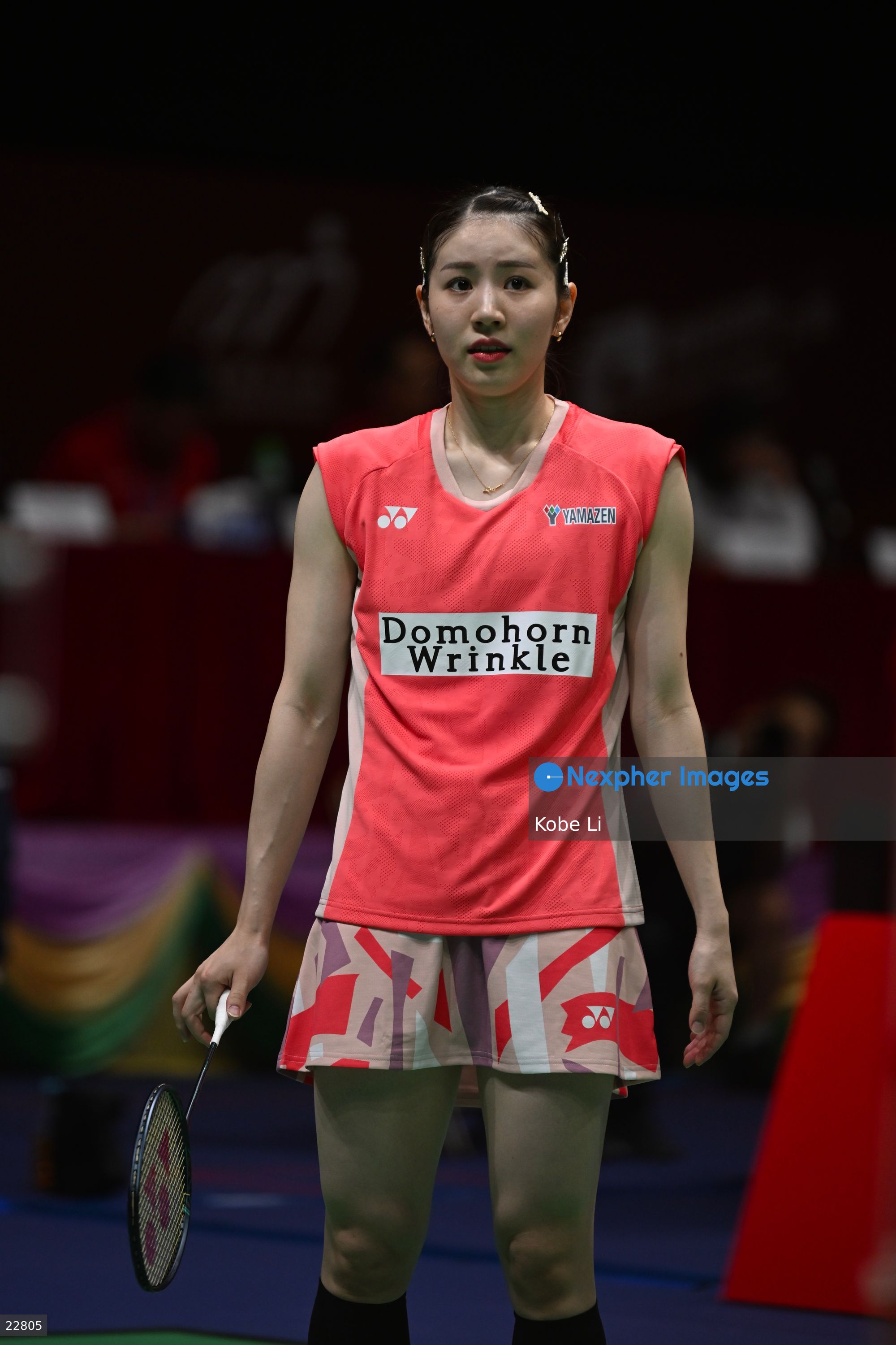 Chiharu Shida, the Japan badminton player during the match on
