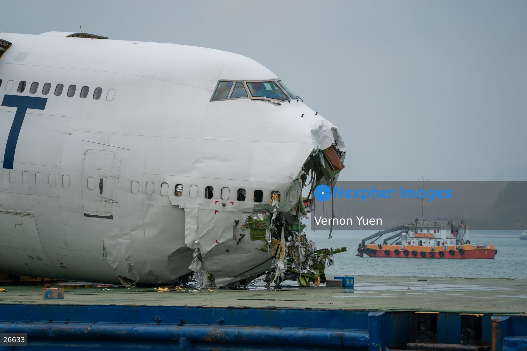 The main fuselage section of an ACT Airlines Boeing 747-400 cargo