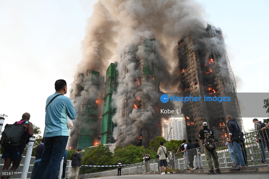A general view showing the major fire at Wang Fuk Court in Tai Po on November 26, 2025 in Hong Kong. (Photo by Kobe Li/Nexpher Images)