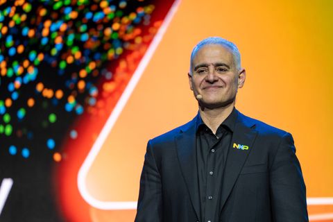 Rafael Sotomayor, CEO of NXP Semiconductors speaking at a keynote at ...