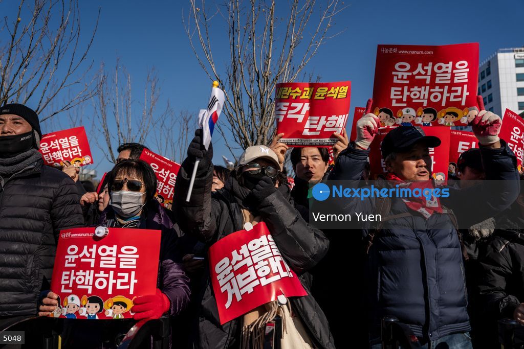 South Korea Protest outside National Assembly During Impeachment Vote