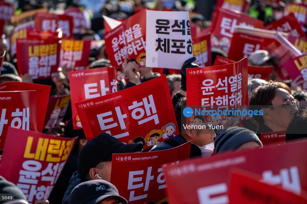 South Korea Protest outside National Assembly During Impeachment Vote