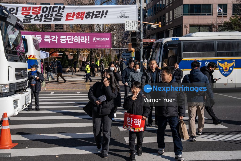 South Korea Protest outside National Assembly During Impeachment Vote