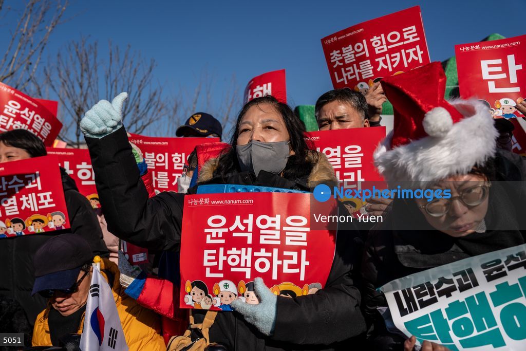 South Korea Protest outside National Assembly During Impeachment Vote
