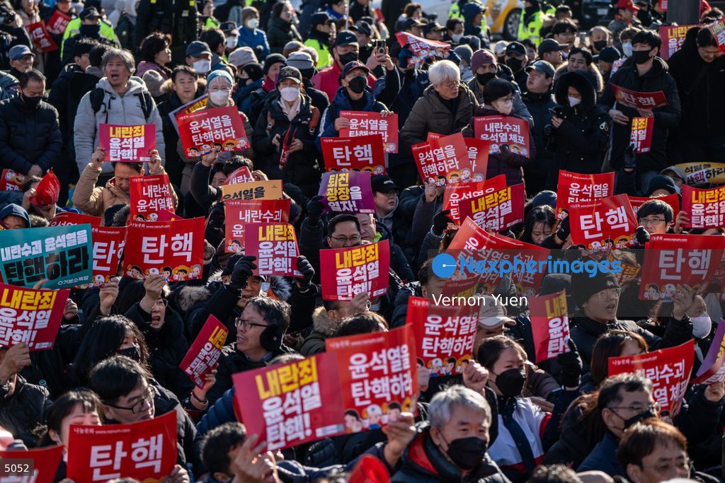 South Korea Protest outside National Assembly During Impeachment Vote