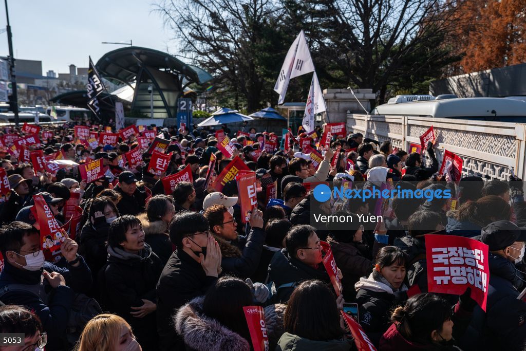 South Korea Protest outside National Assembly During Impeachment Vote