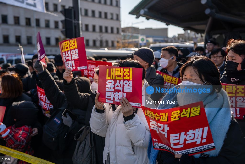 South Korea Protest outside National Assembly During Impeachment Vote