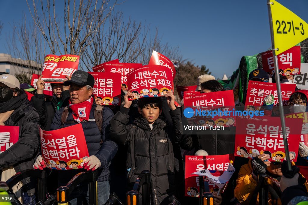 South Korea Protest outside National Assembly During Impeachment Vote