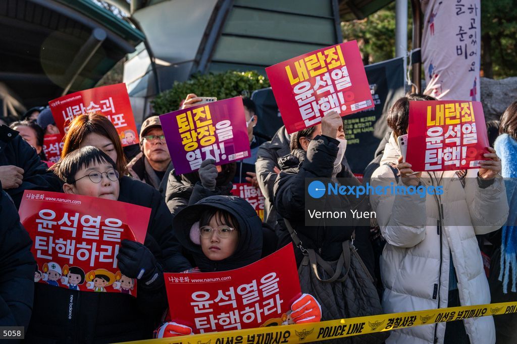 South Korea Protest outside National Assembly During Impeachment Vote