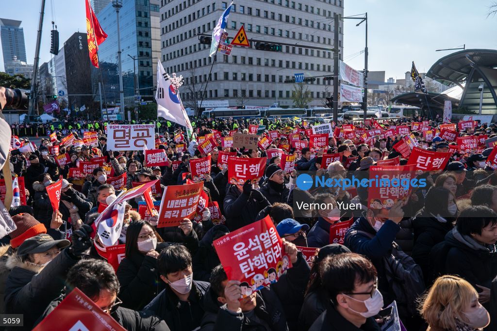 South Korea Protest outside National Assembly During Impeachment Vote