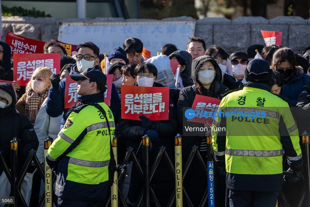South Korea Protest outside National Assembly During Impeachment Vote