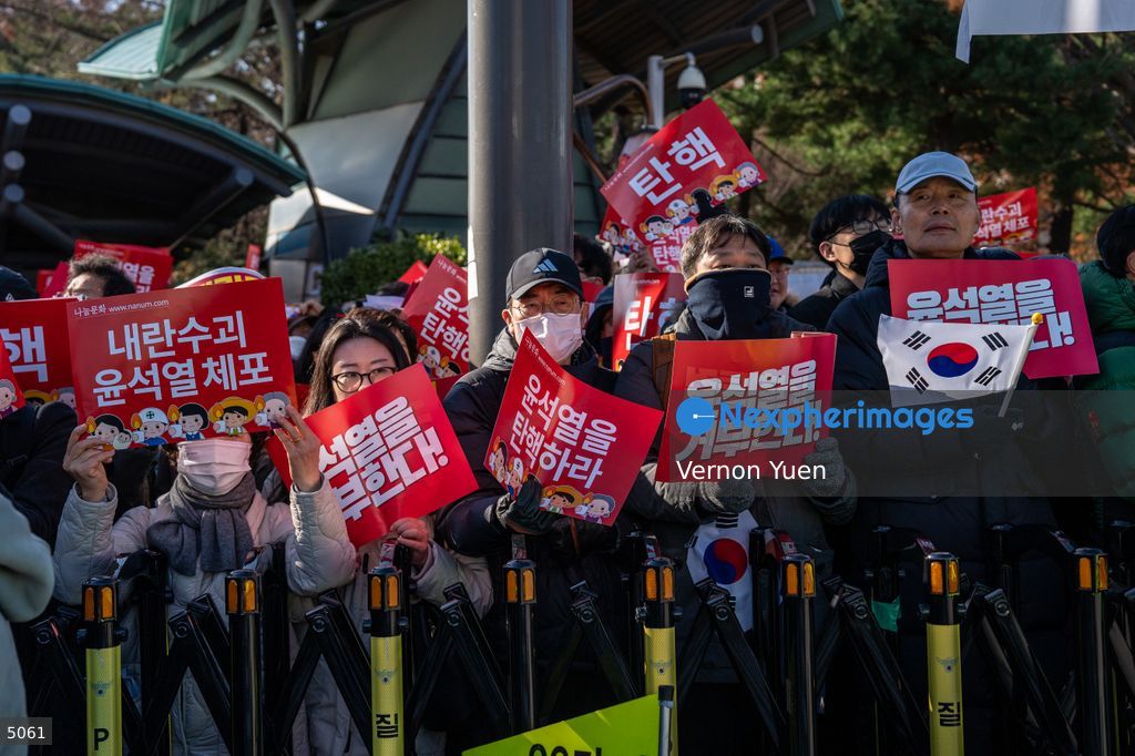 South Korea Protest outside National Assembly During Impeachment Vote