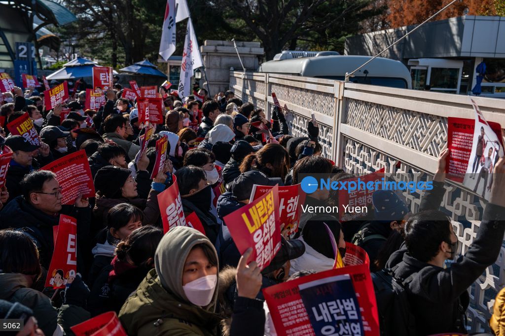 South Korea Protest outside National Assembly During Impeachment Vote
