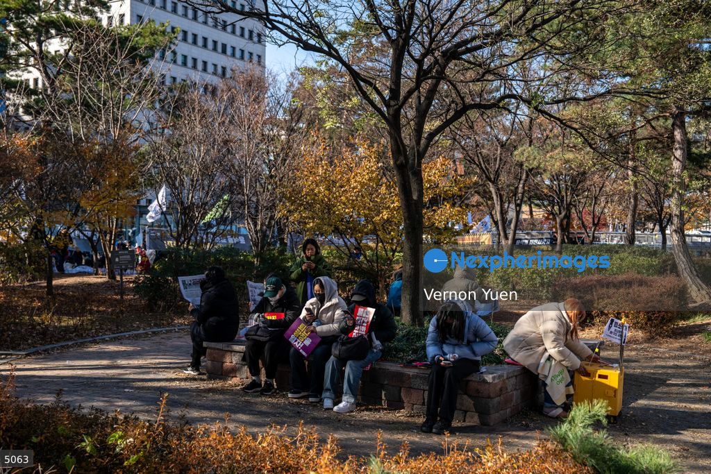 South Korea Protest outside National Assembly During Impeachment Vote