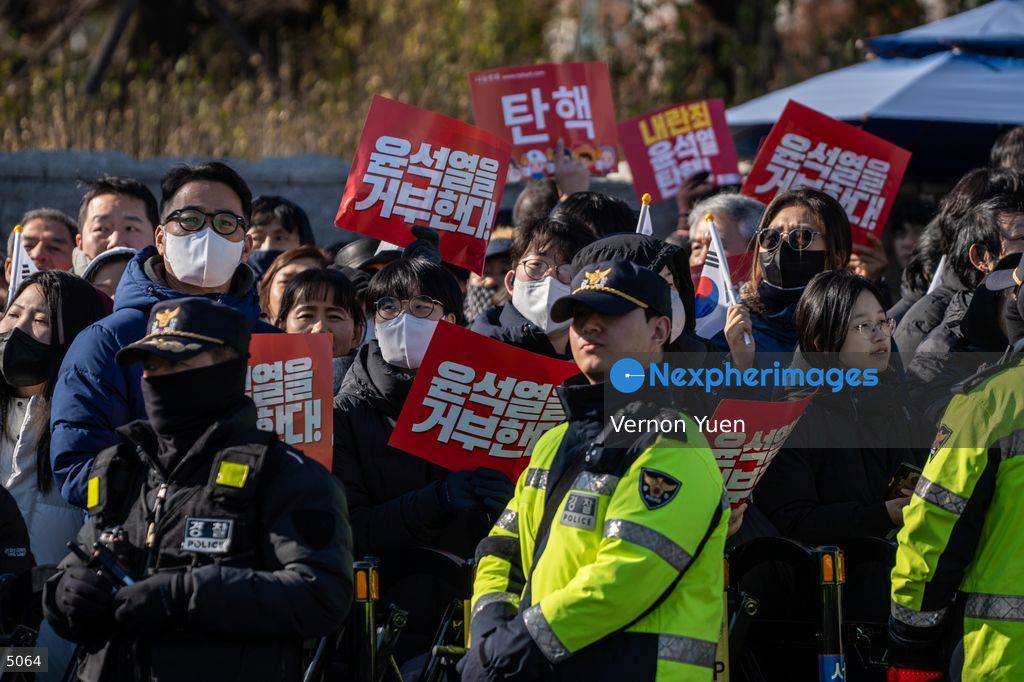 South Korea Protest outside National Assembly During Impeachment Vote