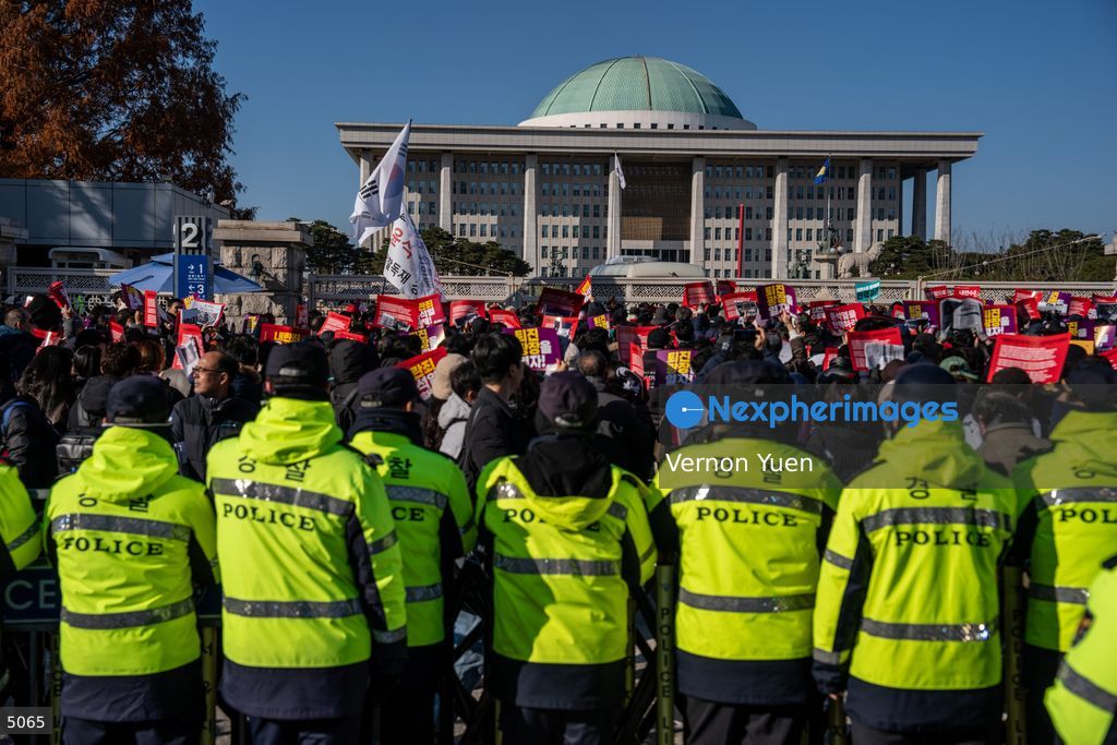South Korea Protest outside National Assembly During Impeachment Vote