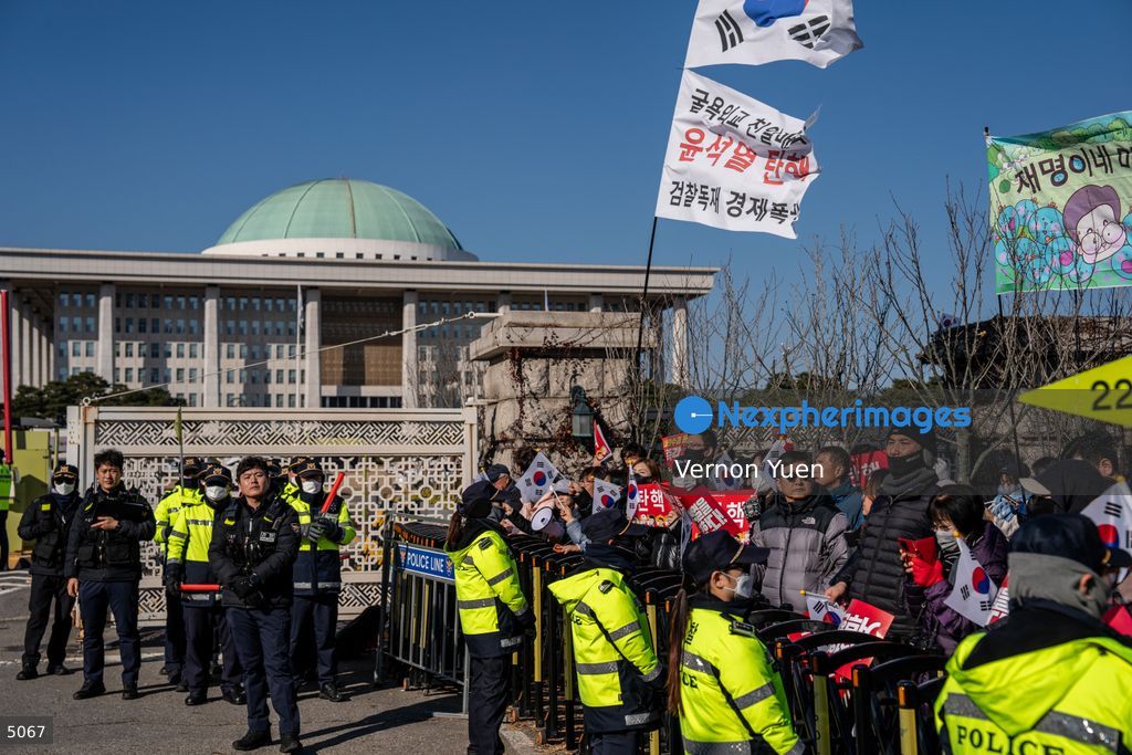 South Korea Protest outside National Assembly During Impeachment Vote