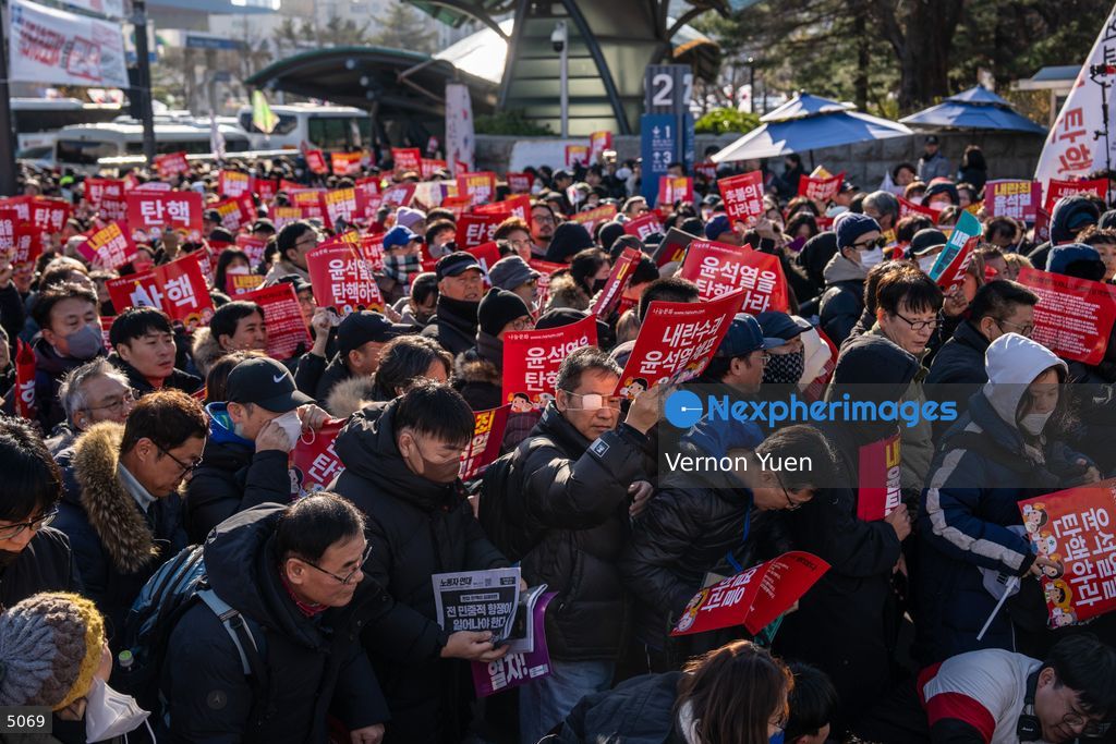 South Korea Protest outside National Assembly During Impeachment Vote