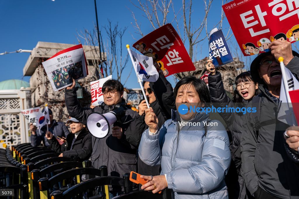 South Korea Protest outside National Assembly During Impeachment Vote