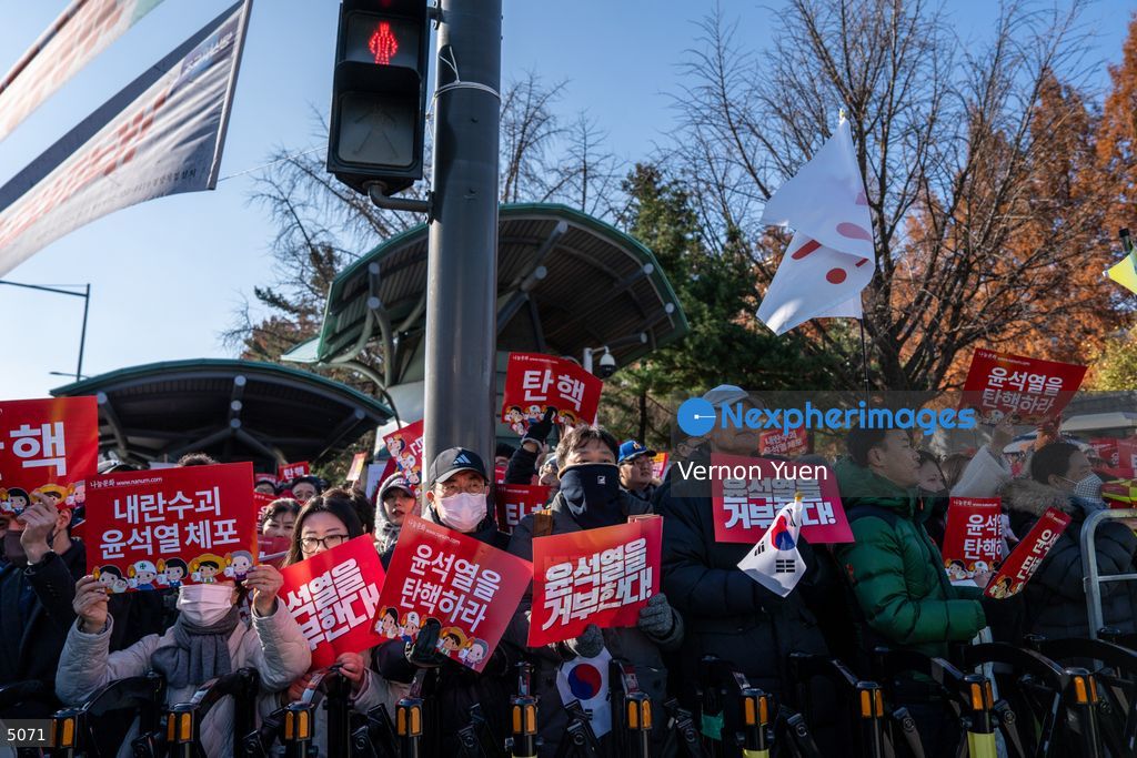 South Korea Protest outside National Assembly During Impeachment Vote