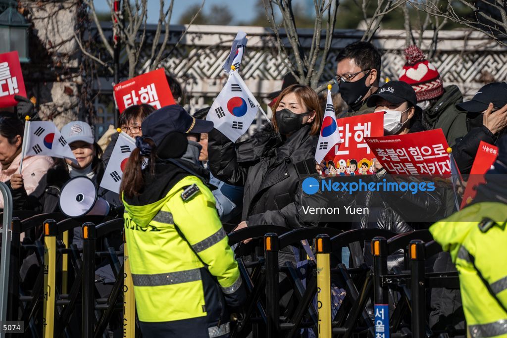 South Korea Protest outside National Assembly During Impeachment Vote