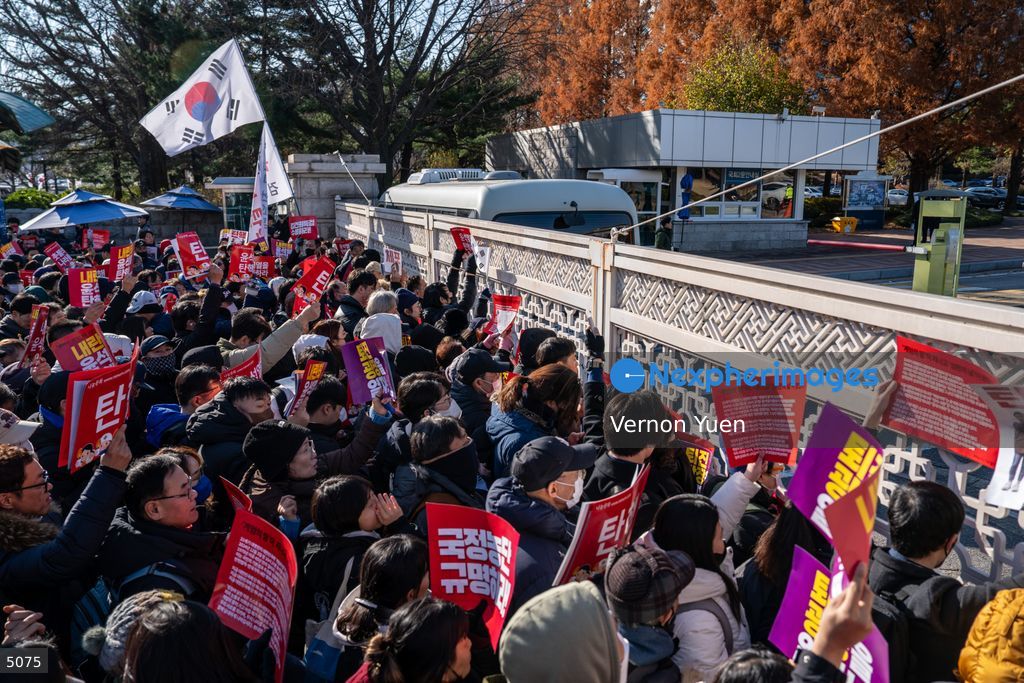 South Korea Protest outside National Assembly During Impeachment Vote