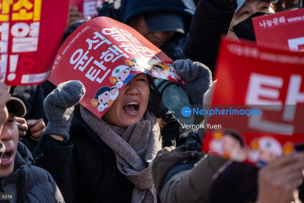 South Korea Protest outside National Assembly During Impeachment Vote