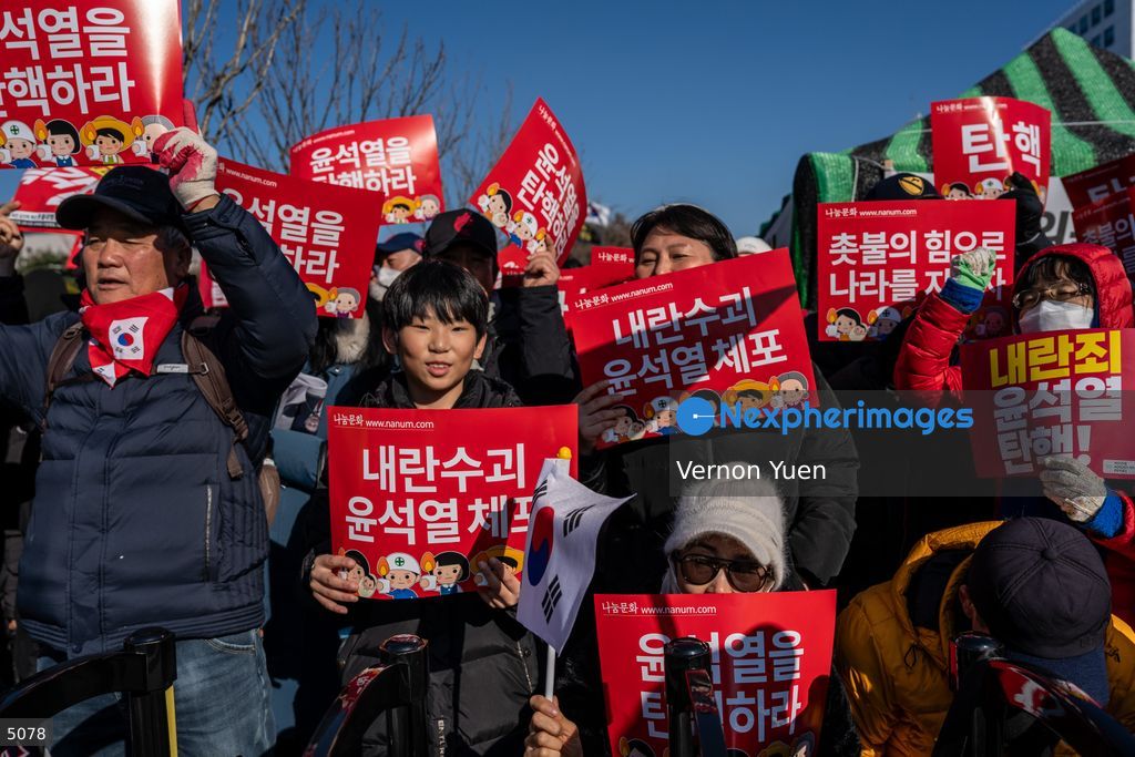 South Korea Protest outside National Assembly During Impeachment Vote