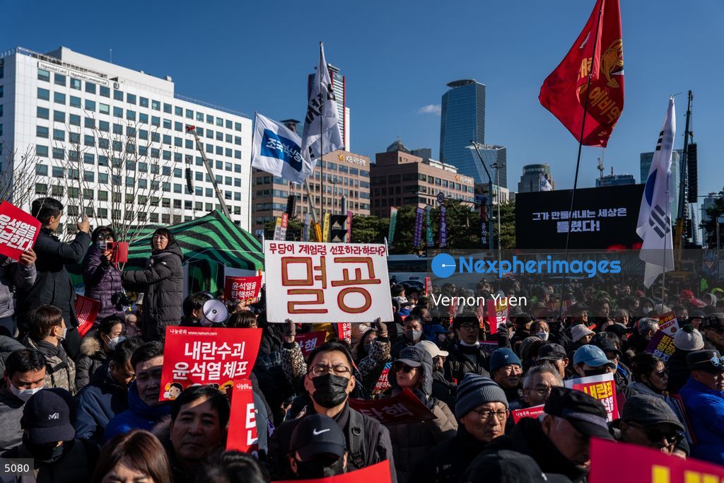 South Korea Protest outside National Assembly During Impeachment Vote