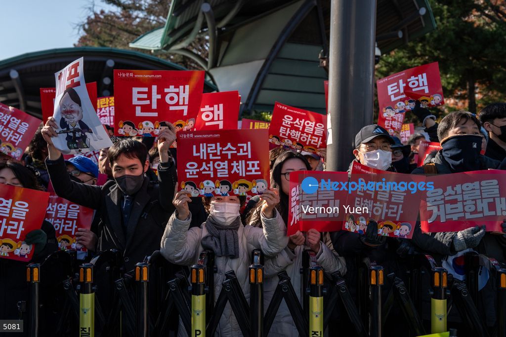 South Korea Protest outside National Assembly During Impeachment Vote