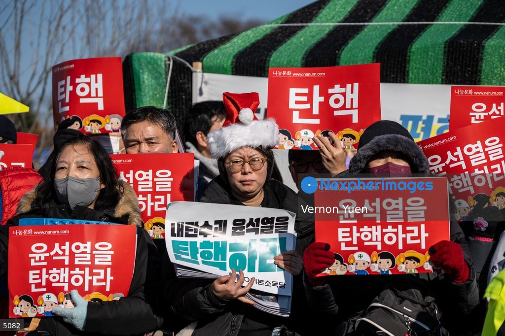 South Korea Protest outside National Assembly During Impeachment Vote