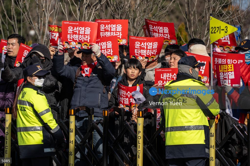 South Korea Protest outside National Assembly During Impeachment Vote