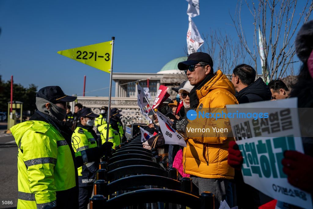 South Korea Protest outside National Assembly During Impeachment Vote