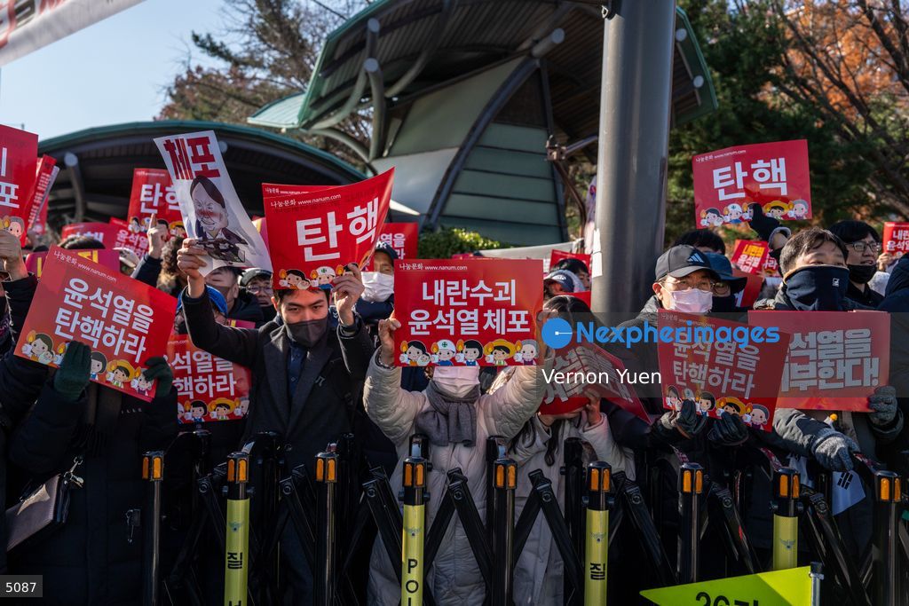 South Korea Protest outside National Assembly During Impeachment Vote