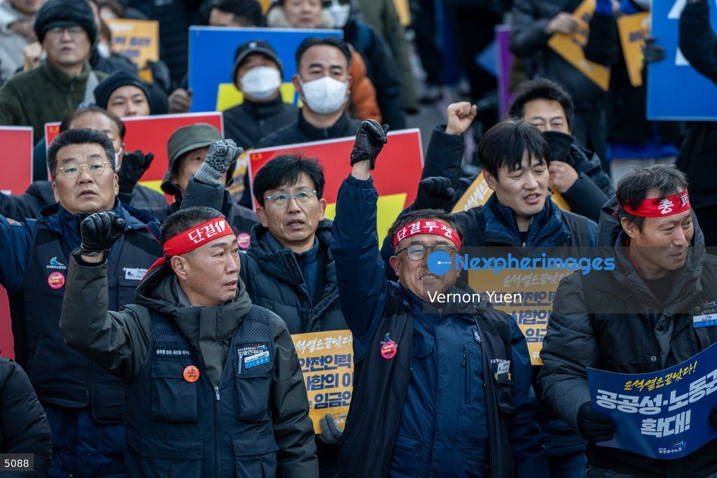South Korea Protest outside National Assembly During Impeachment Vote