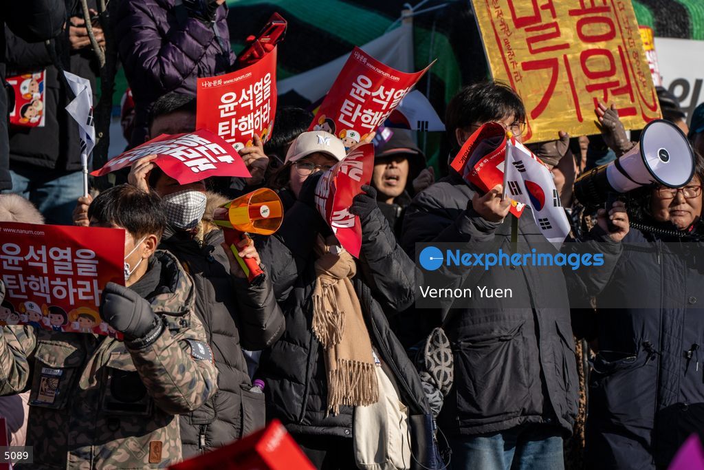 South Korea Protest outside National Assembly During Impeachment Vote
